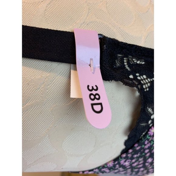 38D Maidenform DM7549 Underwire Bra Full Coverage Fab Fit 2.0 Navy Blue Floral - Picture 6 of 8